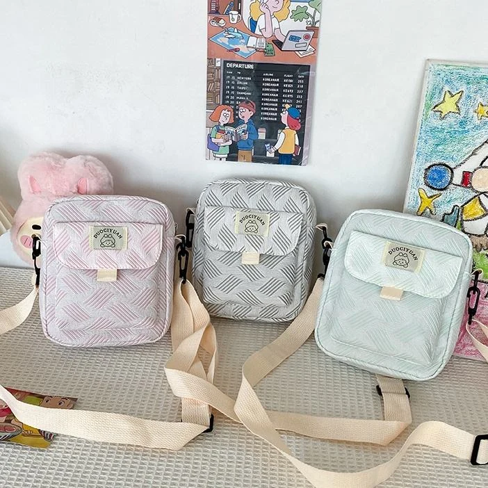 Cotton Color-Block Cartoon Phone Crossbody Bag product reference image
