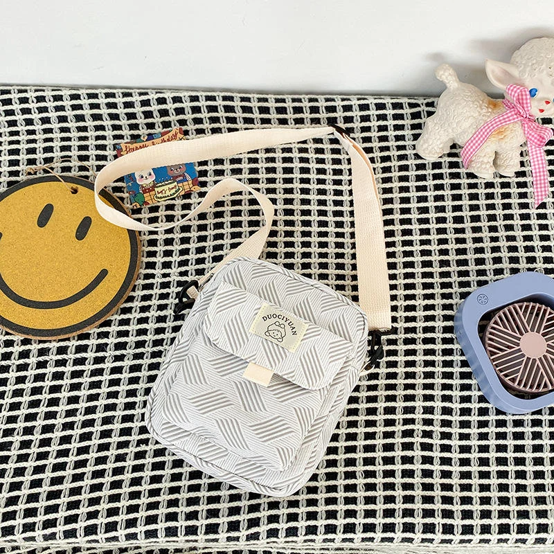 Cotton Color-Block Cartoon Phone Crossbody Bag White color SKU reference