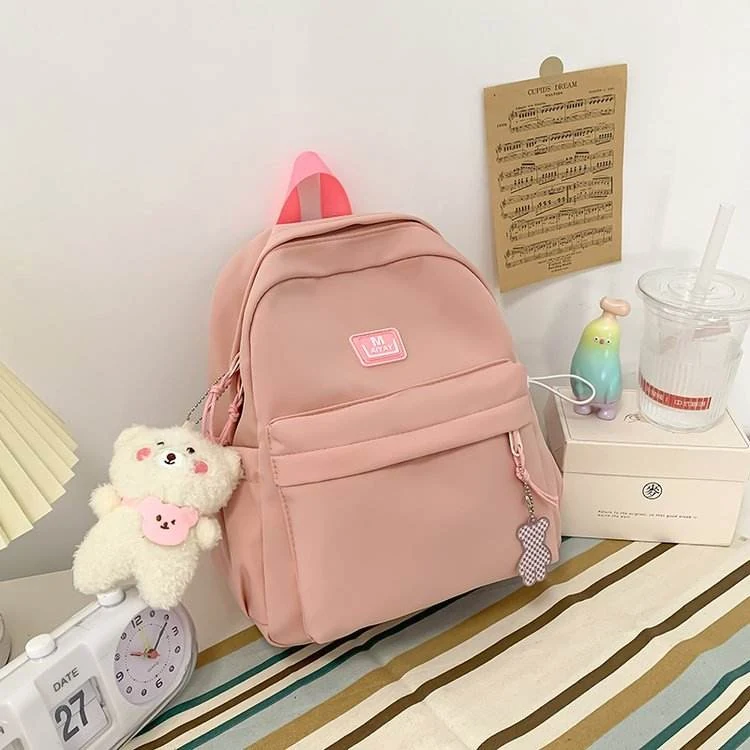 Unisex Nylon Backpack with Adjustable Shoulder Straps Red color SKU reference