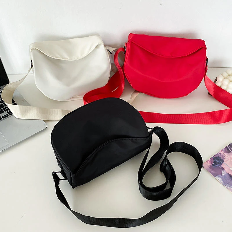 Soft Nylon Shoulder and Crossbody Bag with Magnetic Buckle product reference image