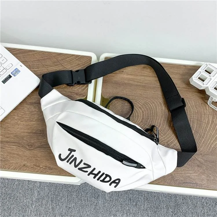 Lightweight Nylon Waist and Chest Sling Bag White color SKU reference