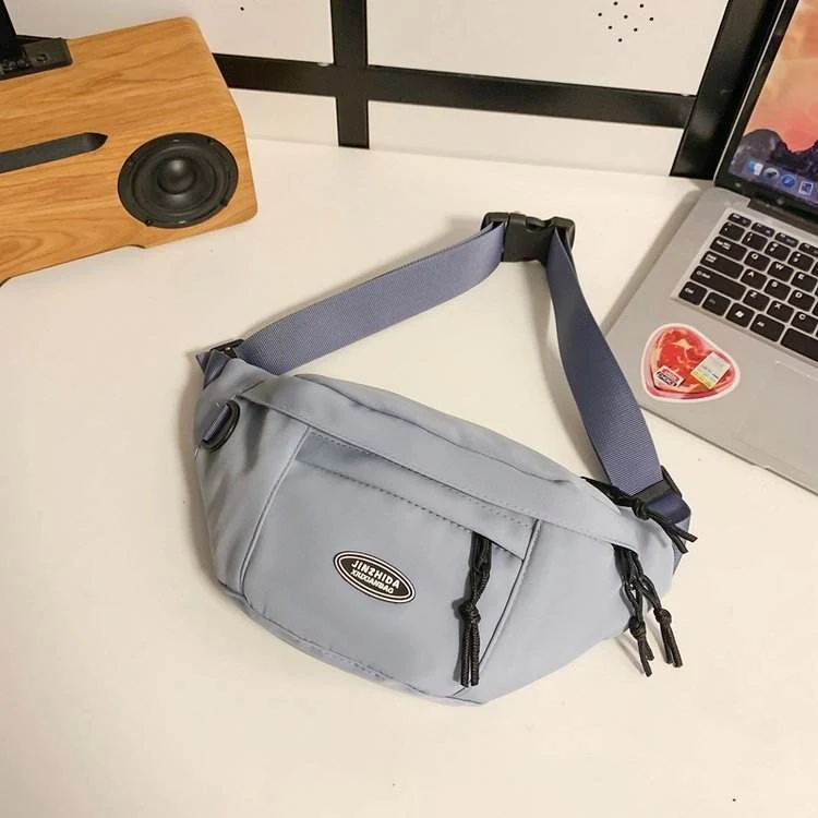 Multi-Pocket Nylon Waist and Chest Phone Bag Sky blue color SKU reference