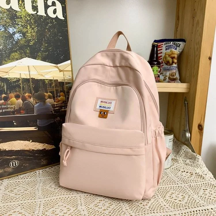 Five-Color Nylon Student Backpack for Teens Red color SKU reference