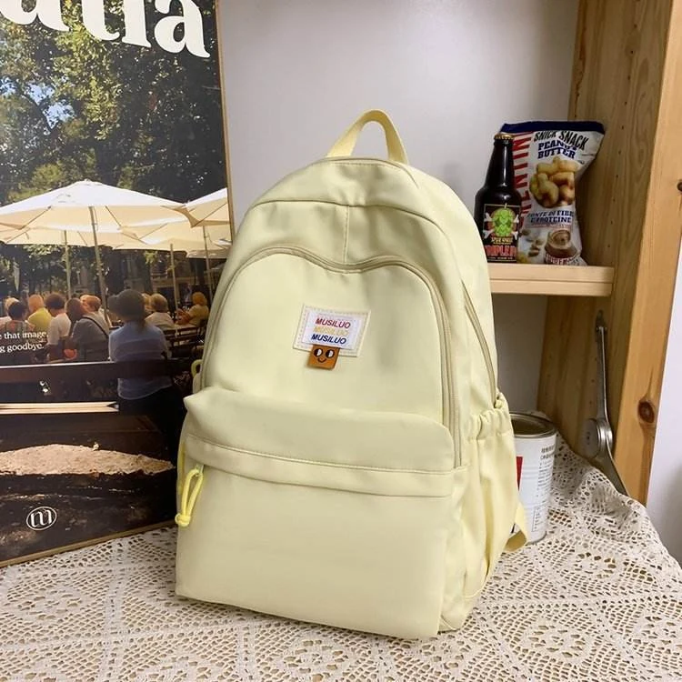 Five-Color Nylon Student Backpack for Teens Yellow color SKU reference