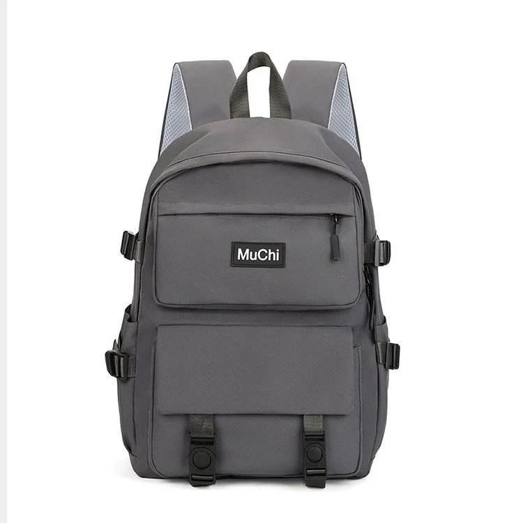 Unisex Nylon Computer Backpack with Two-Way Zip Gray color SKU reference