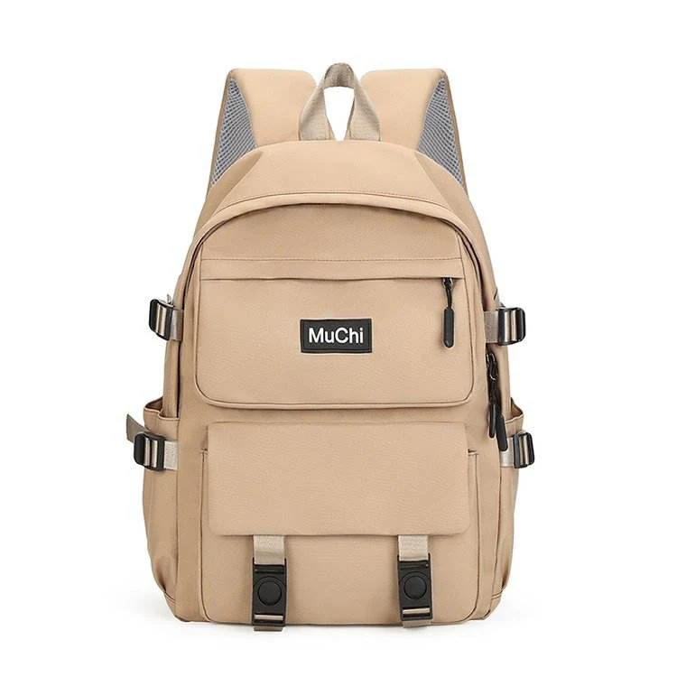 Unisex Nylon Computer Backpack with Two-Way Zip Dark khaki color SKU reference