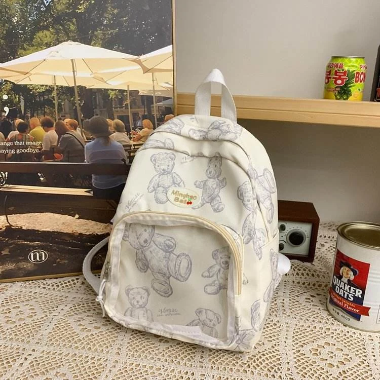 Cartoon Backpack with Transparent Pocket White color SKU reference