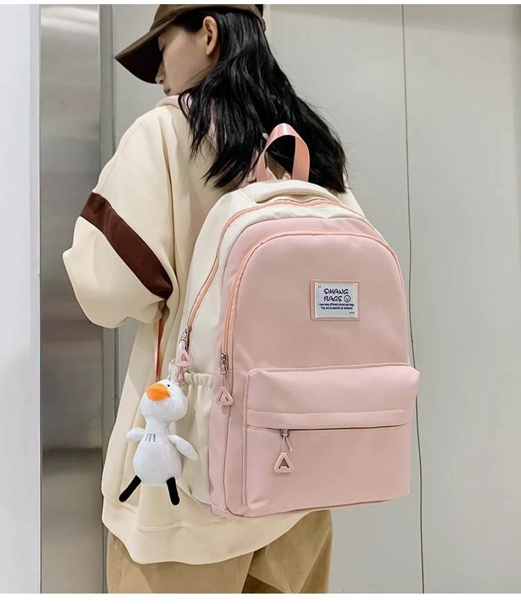 Nylon School and Travel Backpack with Five Color Options Red color SKU reference