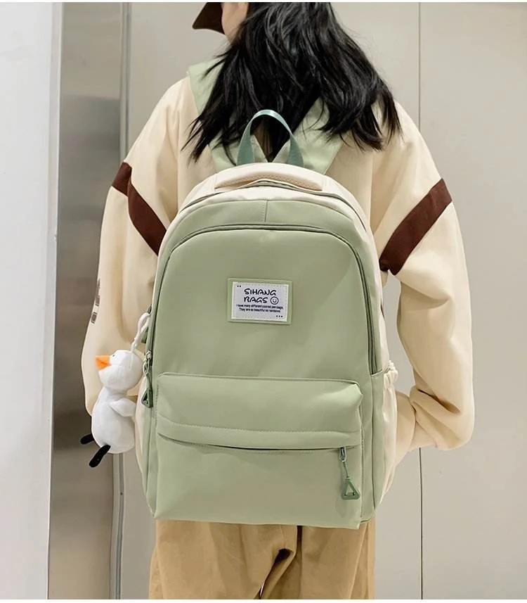 Nylon School and Travel Backpack with Five Color Options Light green color SKU reference