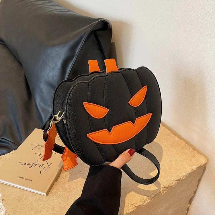 Pumpkin-Shaped PU Novelty Crossbody Bag Black · Style 1 SKU overview reference