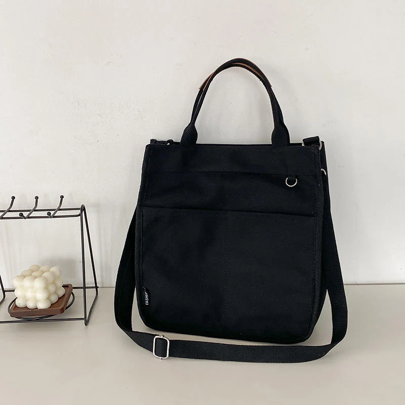 Canvas Everyday Tote with Four Color References Black color SKU reference