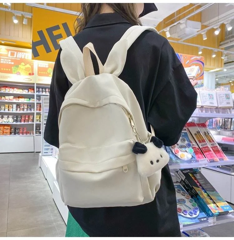 3D Rabbit Ear Oxford Backpack with Five Color Options White color SKU reference