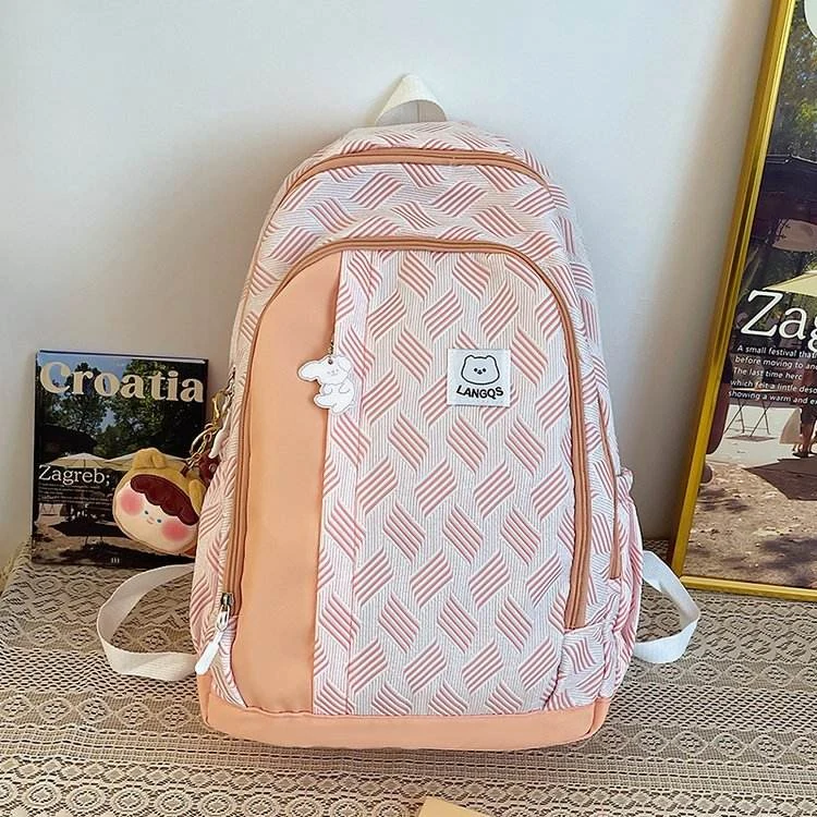 Cartoon Puppy Nylon School Backpack with Five Colors Orange color SKU reference