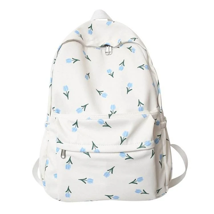 Nylon Floral Print School Backpack with Three Variant Options Variant 2 color SKU reference