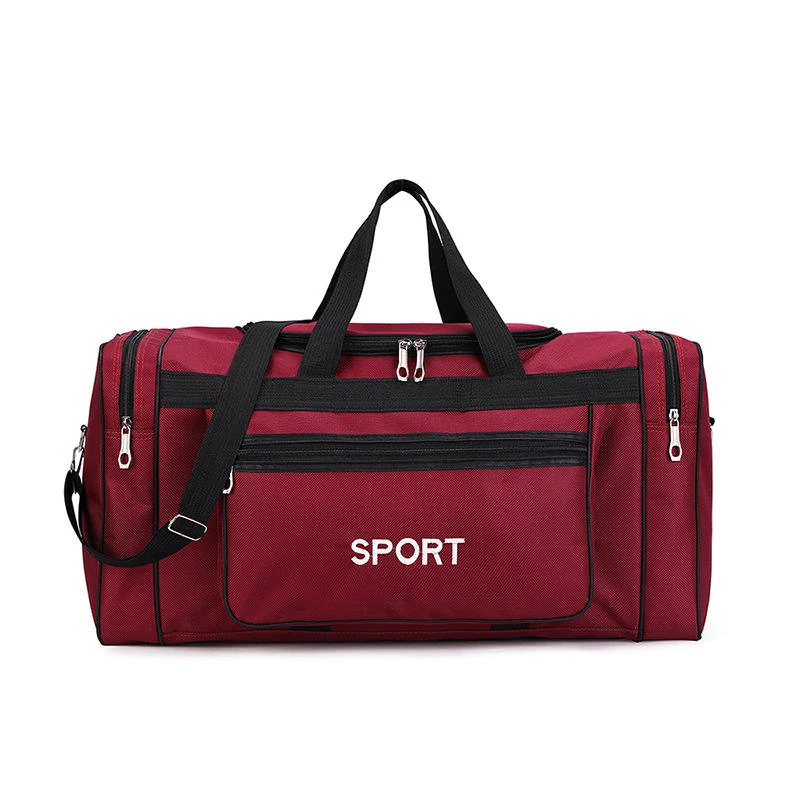 Foldable Oxford Travel Duffel in Black and Burgundy Burgundy color SKU reference