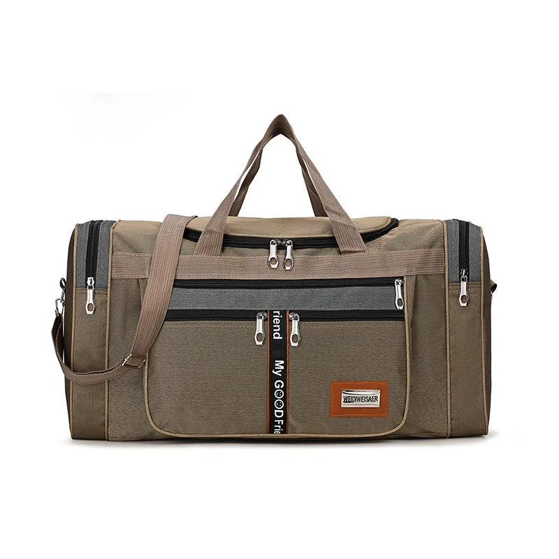 Foldable Oxford Travel Duffel in Three Sizes Dark khaki color SKU reference