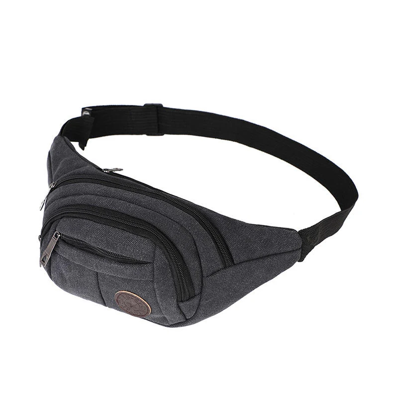 Multi-Pocket Nylon Waist & Crossbody Bag Black color SKU reference