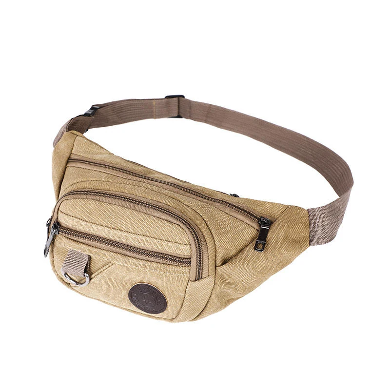 Multi-Pocket Nylon Waist & Crossbody Bag Dark khaki color SKU reference