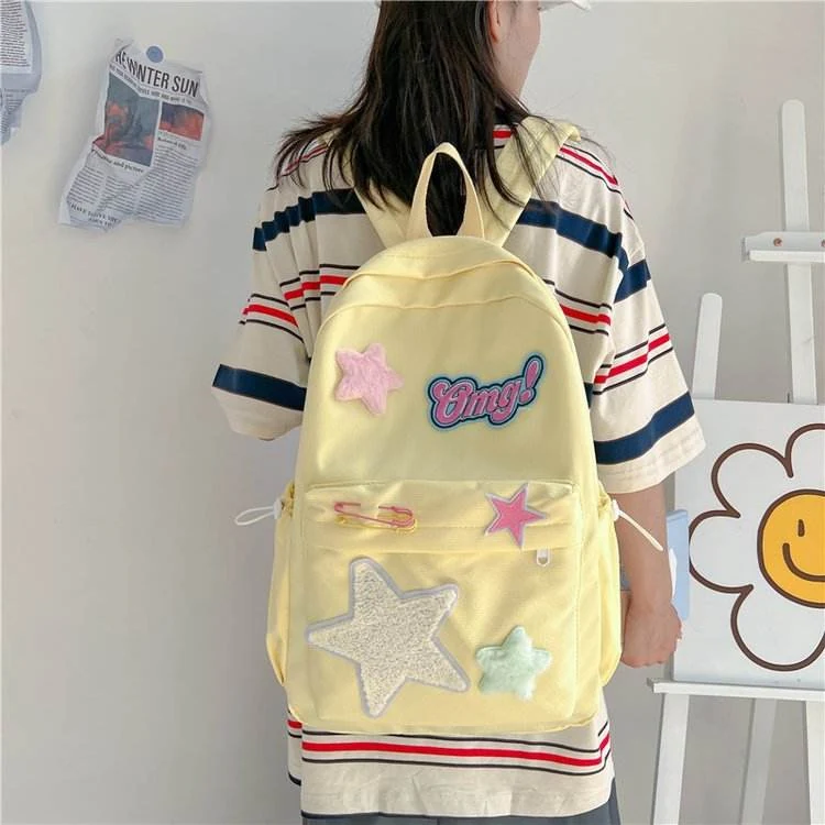 Star-Letter Nylon School Backpack Yellow color SKU reference