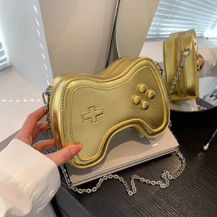 Square-Handle PU Mini Phone Crossbody Bag Gold color SKU reference