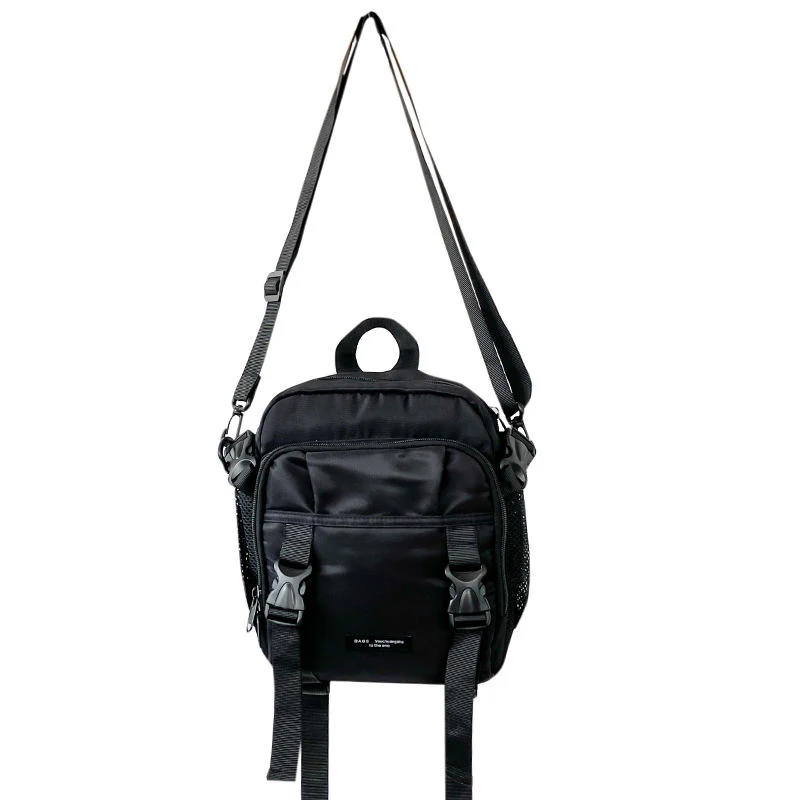 Black Nylon Crossbody Bag with Lock-Style Closure Black color SKU reference