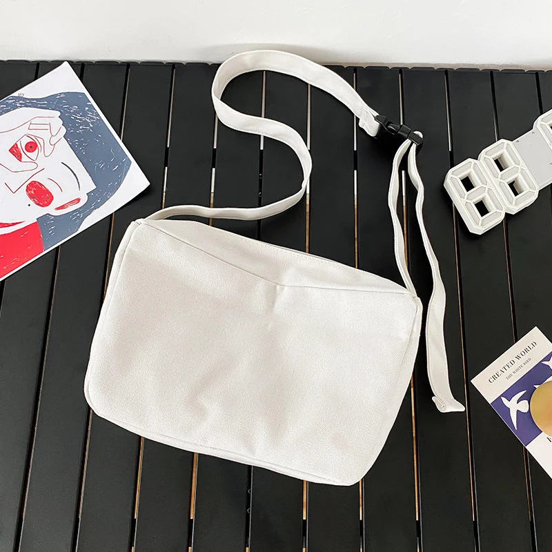 Unisex Nylon Shoulder Crossbody Bag White color SKU reference
