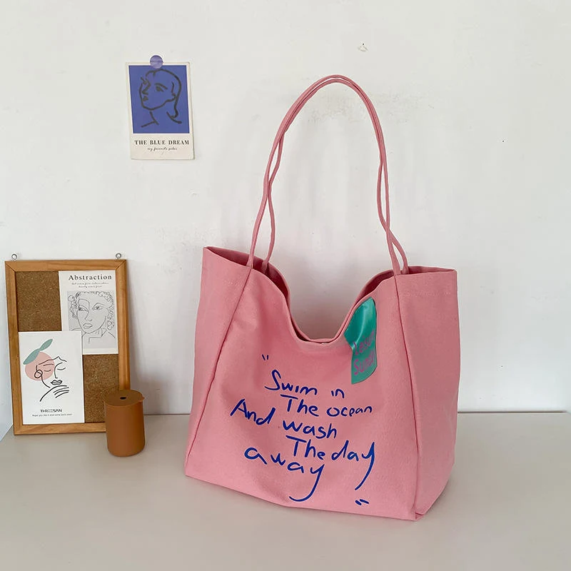 Letter-Print Everyday Tote with Magnetic Closure Plum color SKU reference