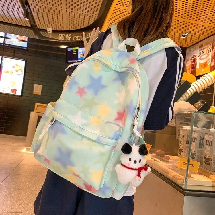 Puppy-Pendant Nylon Student Backpack product reference image