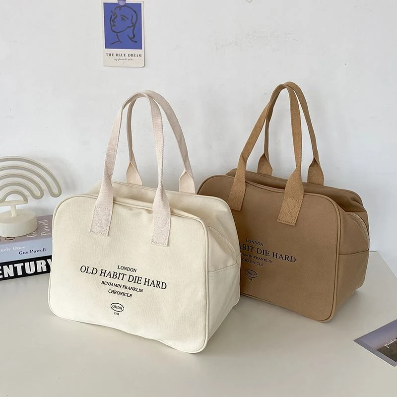 Canvas Letter-Print Travel Tote Bag product reference image
