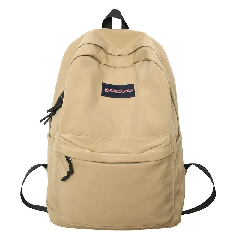 Corduroy Letter-Logo Student Backpack Khaki color SKU reference
