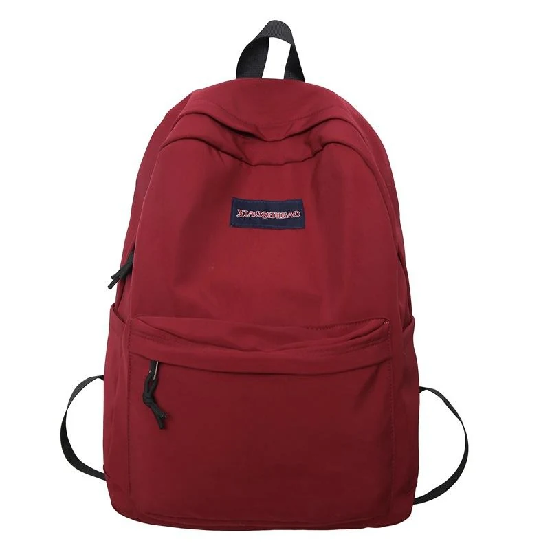 Corduroy Letter-Logo Student Backpack Red color SKU reference