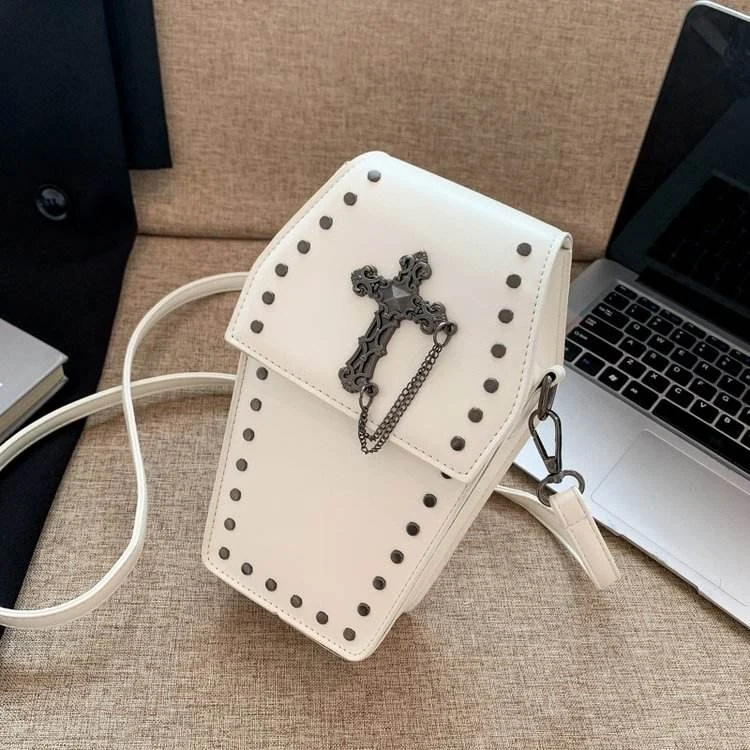 Halloween Cross & Rivet PU Phone Crossbody Bag White style option 2 color SKU reference