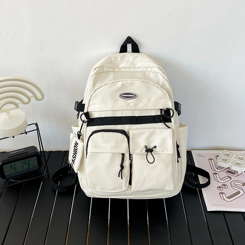 Nylon & Polyester Backpack with Front Pocket White color SKU reference