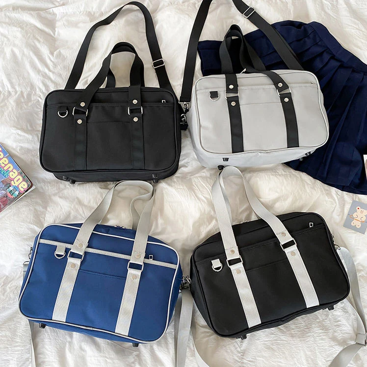 Canvas Color-Block Student Shoulder & Crossbody Bag product reference image