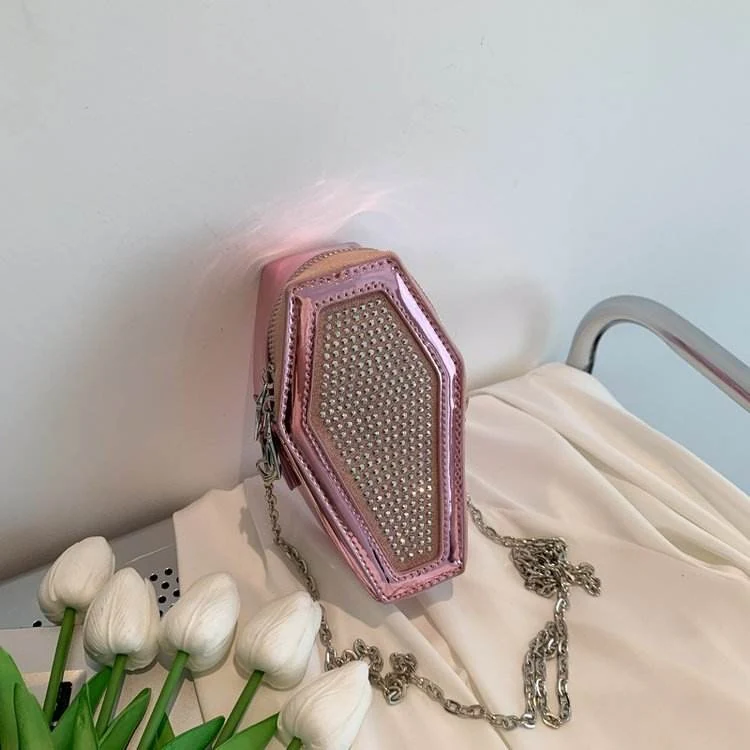 Mini PU Crossbody Bag with Feather & Bow Detail Rose tone (source label unclear) color SKU reference