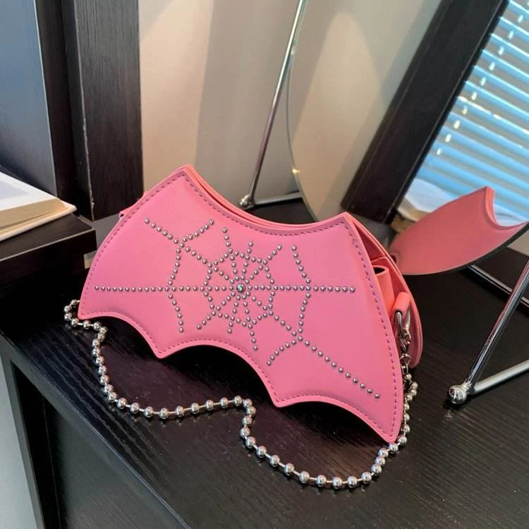 Halloween Bat & Bow PU Crossbody Bag Rose tone (source label unclear) color SKU reference