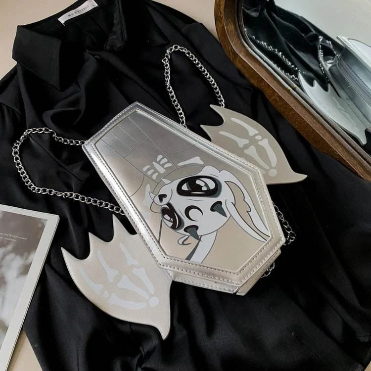 Halloween Ghost Bat-Wing Mini Crossbody Bag Silver color SKU reference