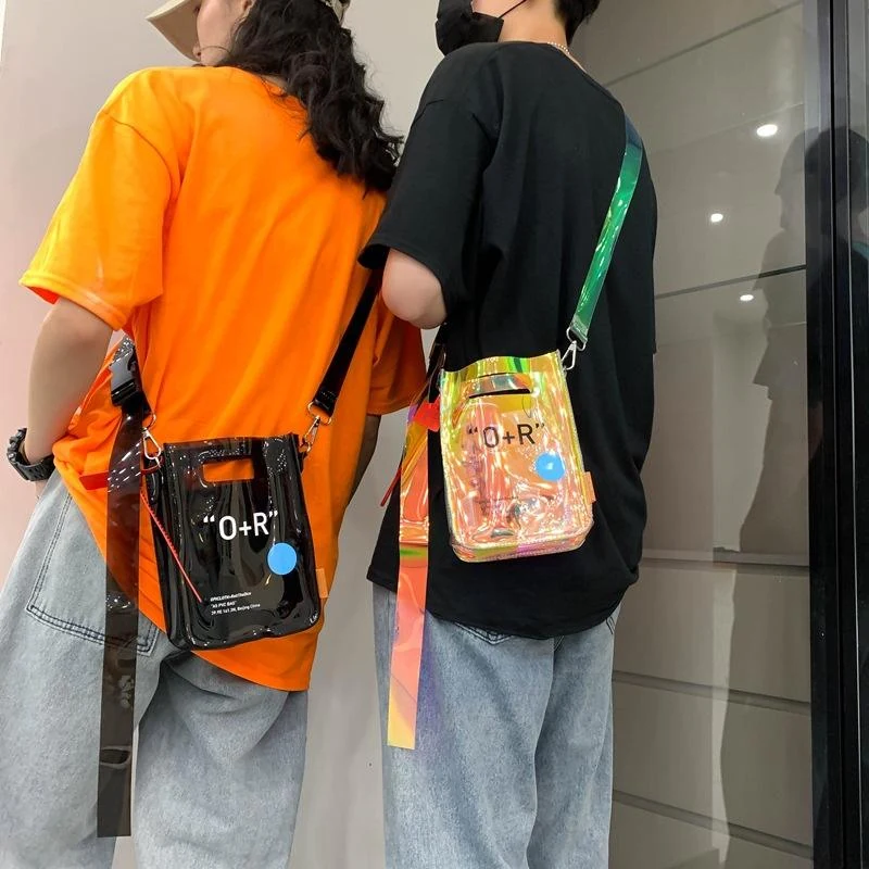 Transparent PVC Square Phone Crossbody Bag with Letter Detail product reference image