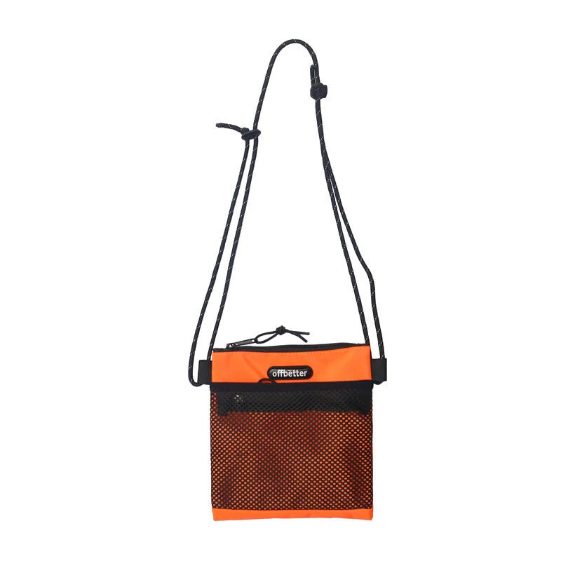 Nylon Mesh-Patchwork Square Crossbody Bag with Chain Detail Yellow color SKU reference