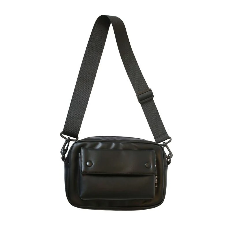 Soft PU Letter-Detail Crossbody Coin Purse Black color SKU reference