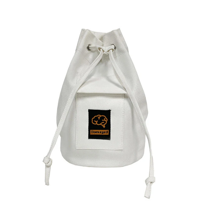 Canvas Drawstring Chest and Crossbody Pack White color SKU reference