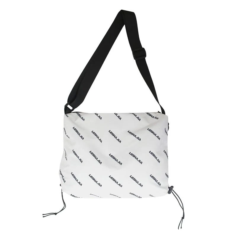 Nylon Letter-Print Messenger Crossbody Bag White color SKU reference