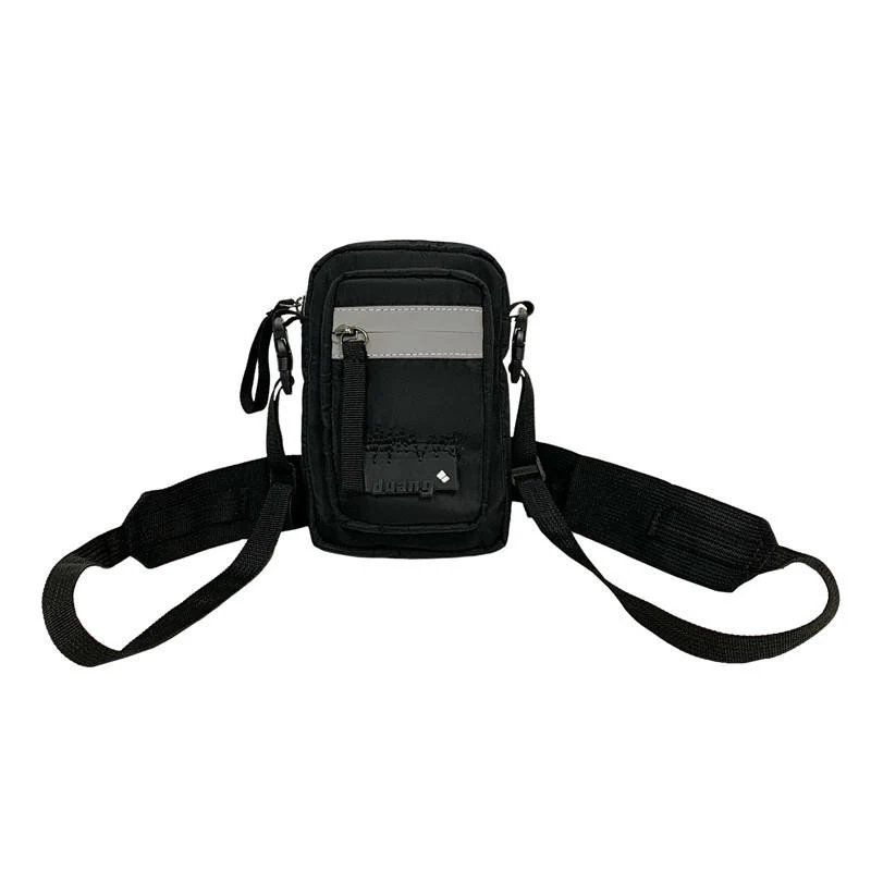 Reflective-Style Mini Polyester Crossbody Bag Black color SKU reference