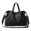 Letter-Print PU Shoulder Bag with Anti-Theft Pocket Black color SKU reference