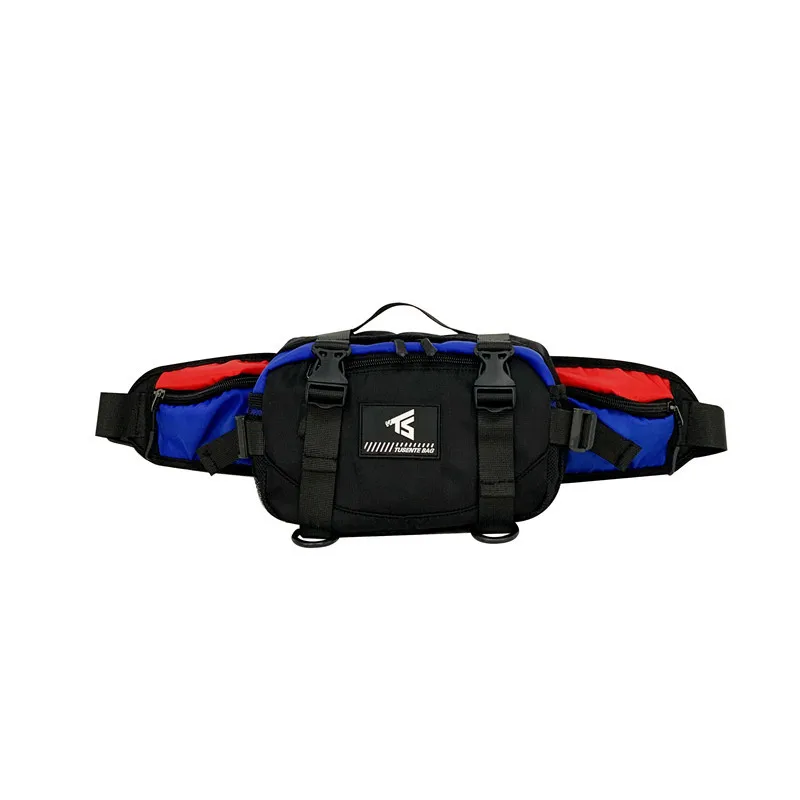 Color-Block Crossbody Chest Bag with Adjustable Strap Deep Blue · red accents color SKU reference