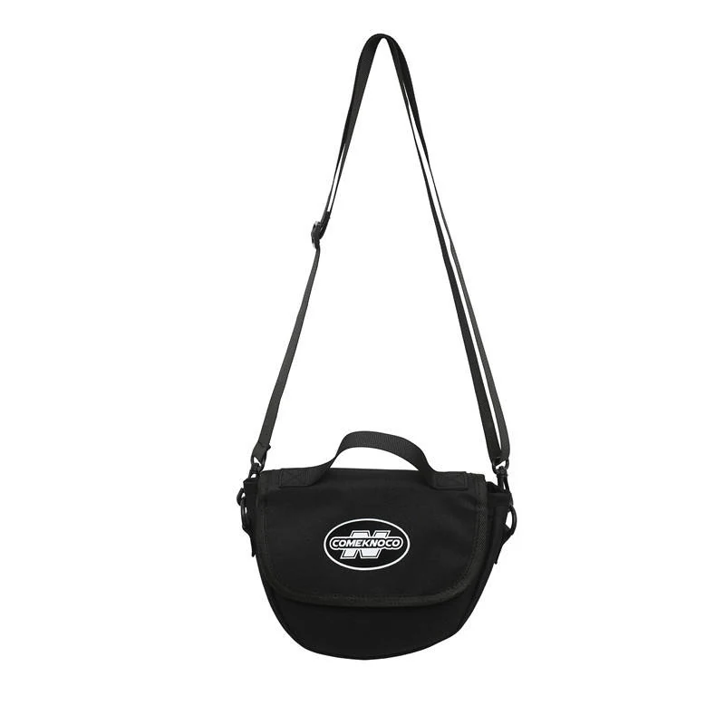 Polyester Vintage Letter-Detail Mini Crossbody Bag Black color SKU reference