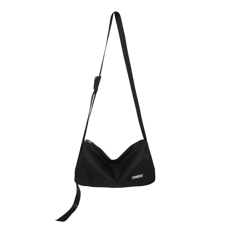Polyester Letter-Detail Crossbody Shoulder Bag Black color SKU reference