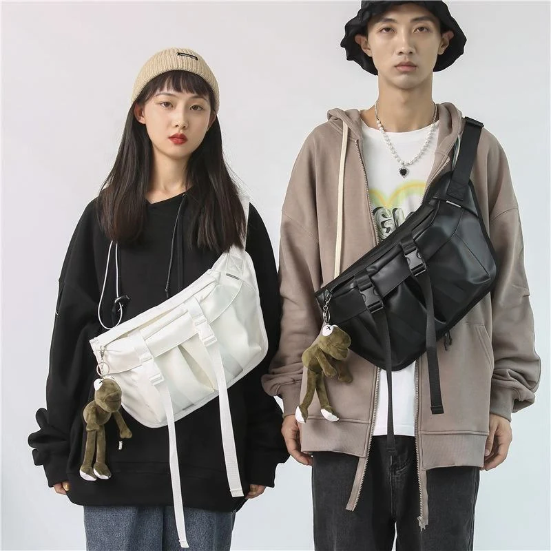 PU Chest Crossbody Bag with Frog Pendant Detail product reference image