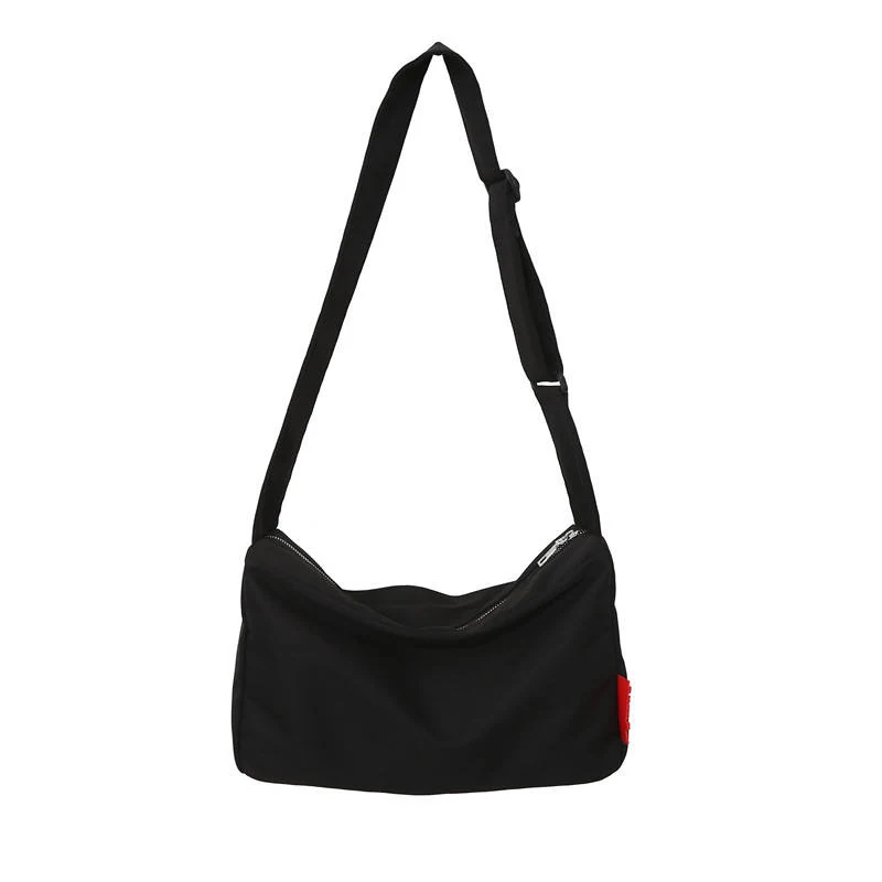 Polyester Letter-Detail Crossbody Bag Black color SKU reference