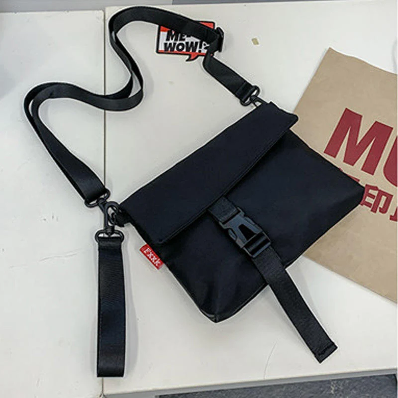 Compact Polyester Crossbody Bag with Adjustable Strap Black color SKU reference